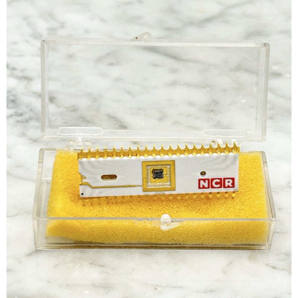 Rare NCR National Cash Register Computer Chip Tie Clip Promotion Gold Plate 70’s